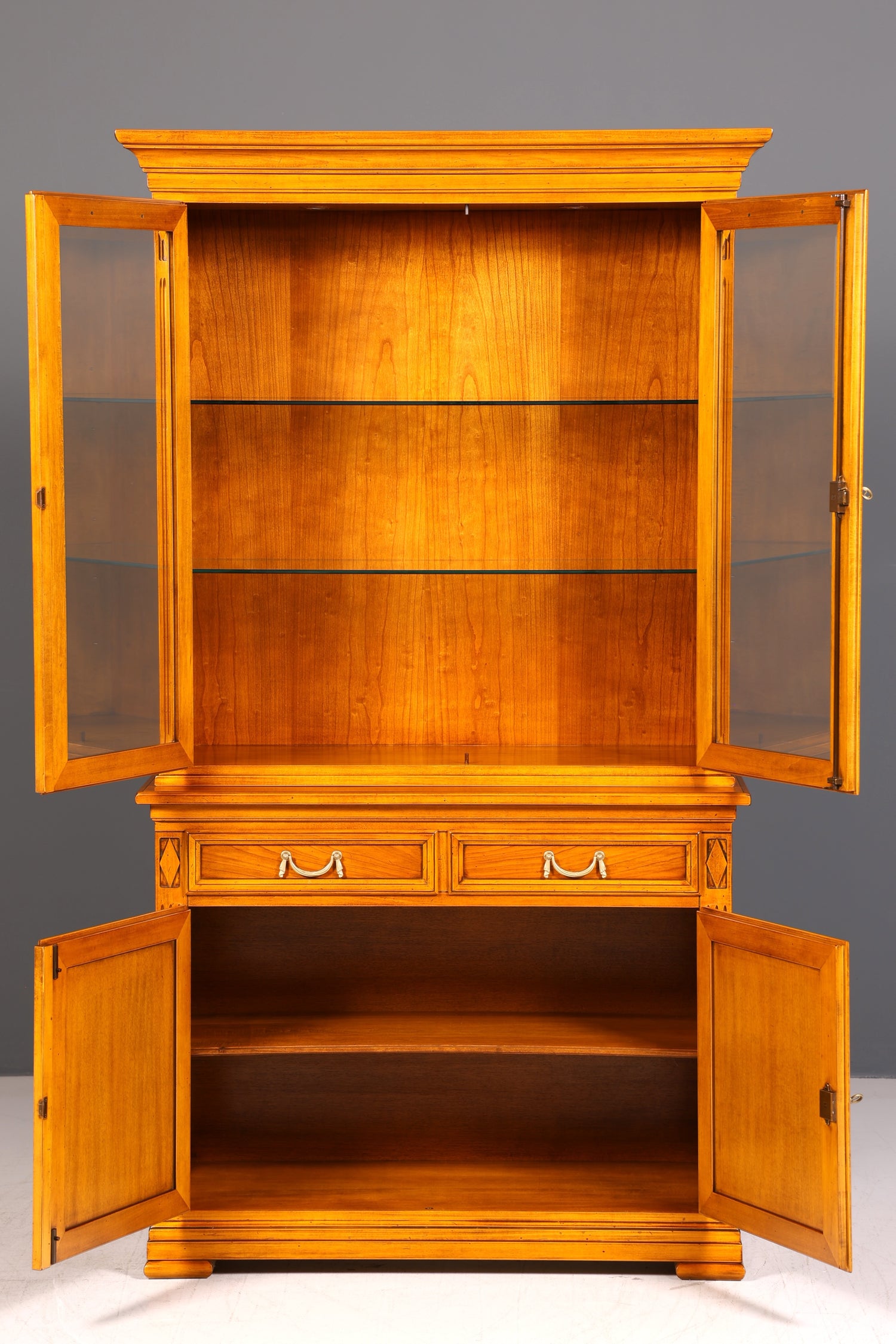 Traumhafte Original Selva Vitrine Villa Borghese Antik Massivholz Buffet Schrank Bibliothek Glasvitrine Made in Italy