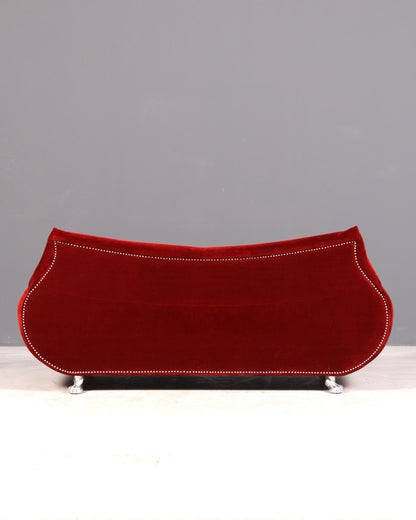 Opulentes Bretz Gaudi Rotes Samtsofa Designer Couch 3-Sitzer Sofa Barock Bordeaux Samt