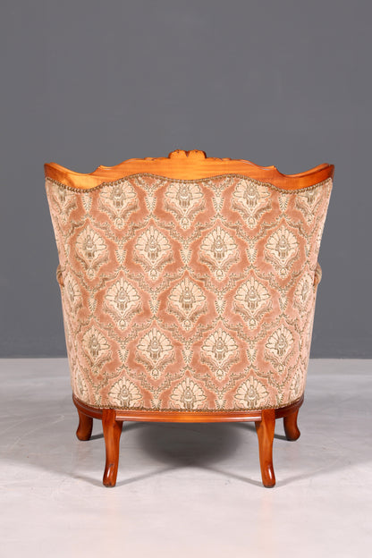 F900 Finish cm Edler Chippendale Armlehnsessel Barock Stil Sessel Armchair Samt Stoff Sessel