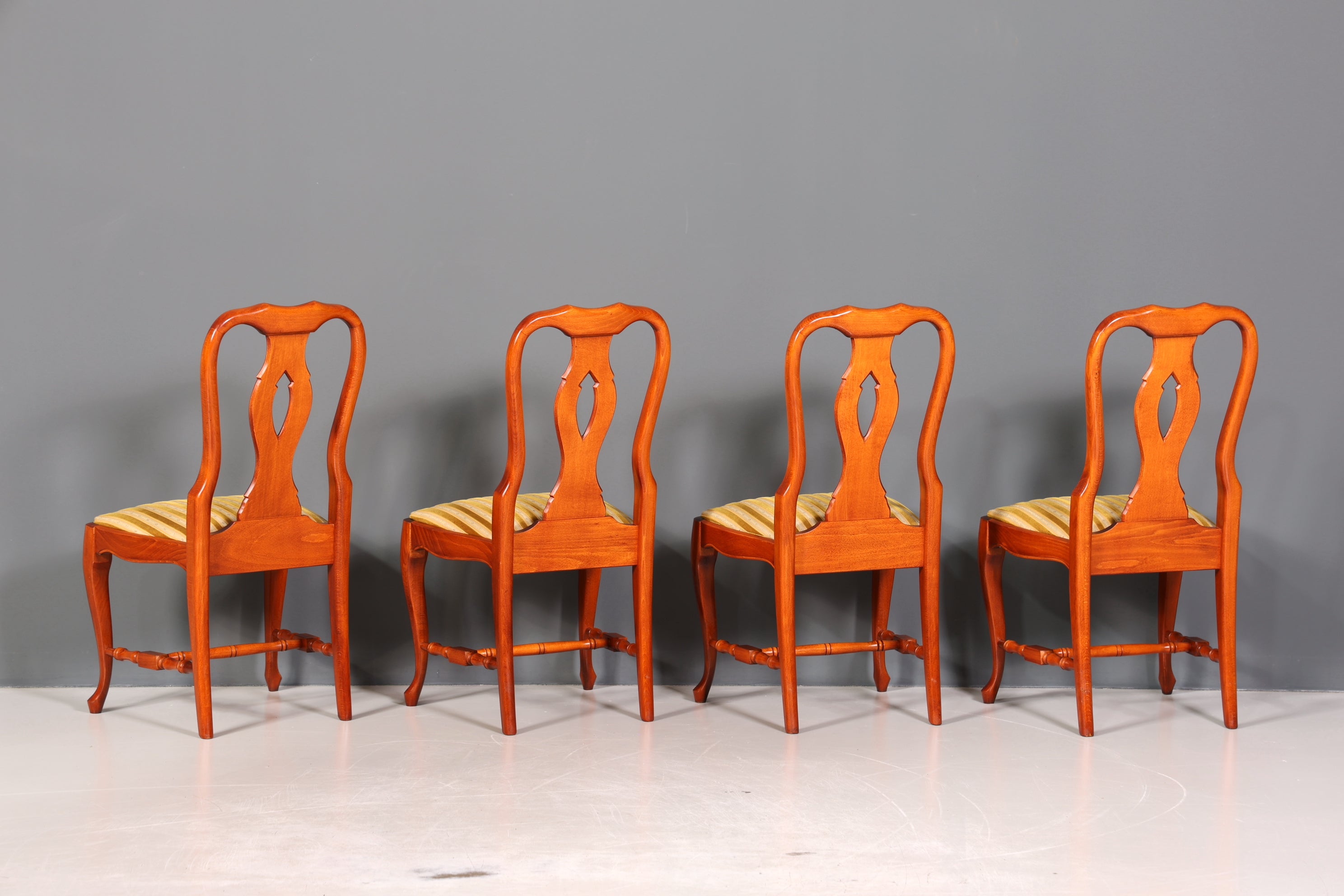 4x Wunderschöne Chippendale Stühle Barock Stil Stuhlset Polsterstuhl Set Englisch Küchenstühle Esszimmer Stühle