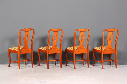 4x Wunderschöne Chippendale Stühle Barock Stil Stuhlset Polsterstuhl Set Englisch Küchenstühle Esszimmer Stühle