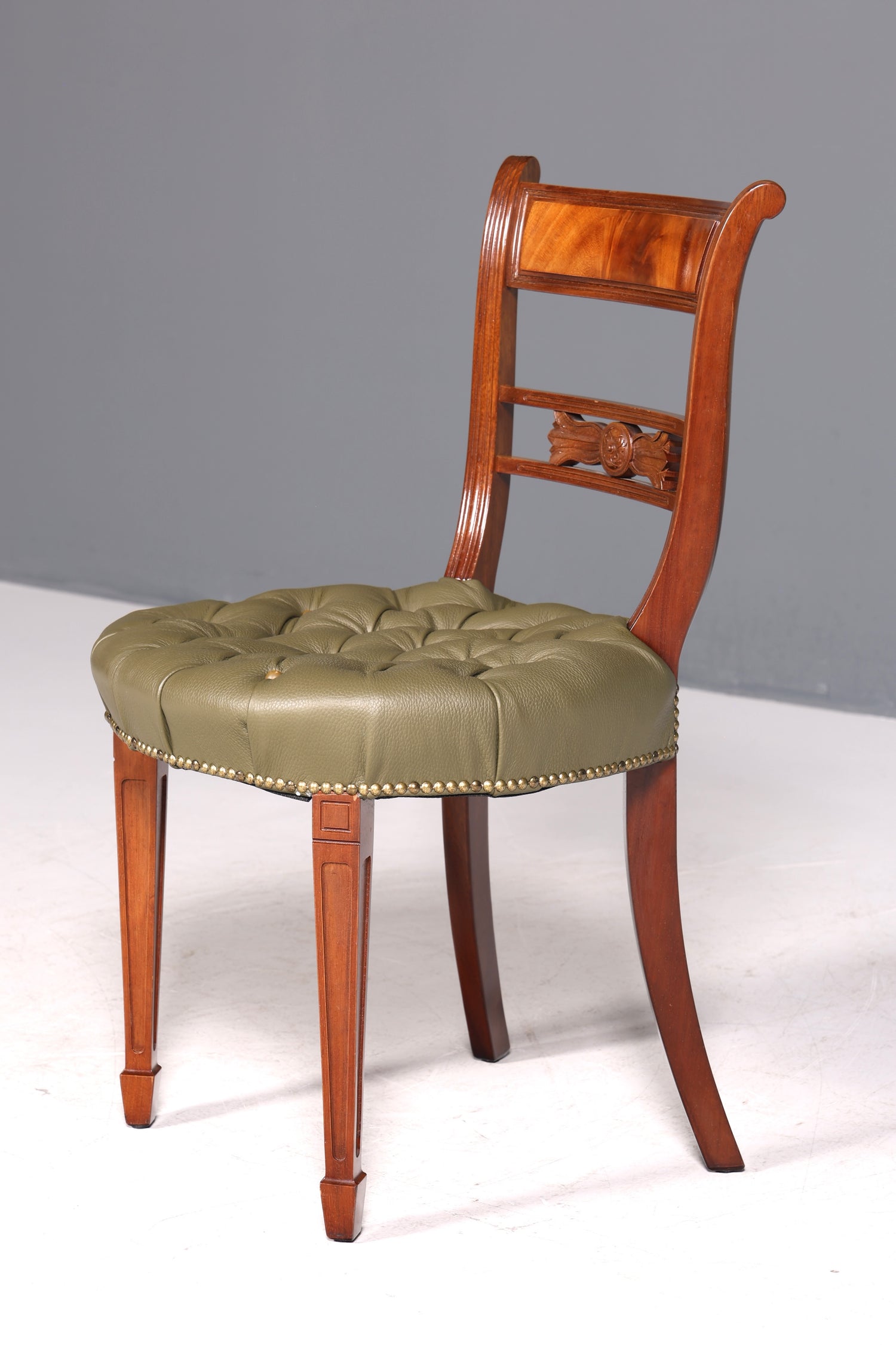 Wunderschöner Chesterfield Stuhl Anno Dom Sekretär Stuhl Englisch echt Leder Küchenstuhl 2 von 4