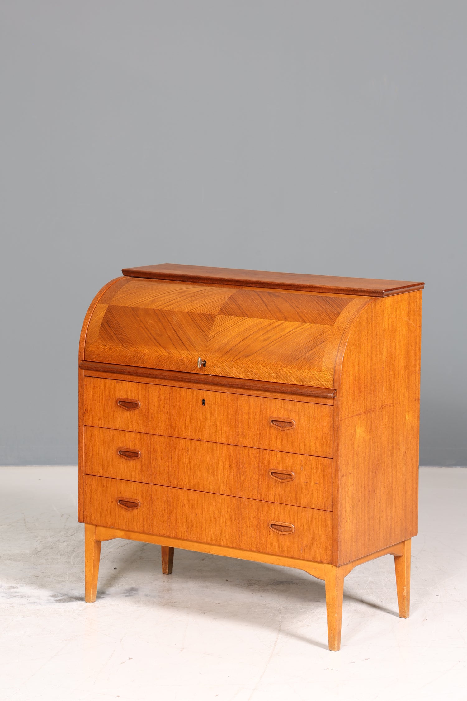 Wunderschöner Mid Century Rollladen Sekretär echt Holz Büro Schrank Vintage Schreibkommode