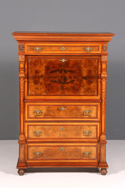 Beeindruckender Gründerzeit Sekretär Vertiko Highboard Louis Philippe Kommode um 1880