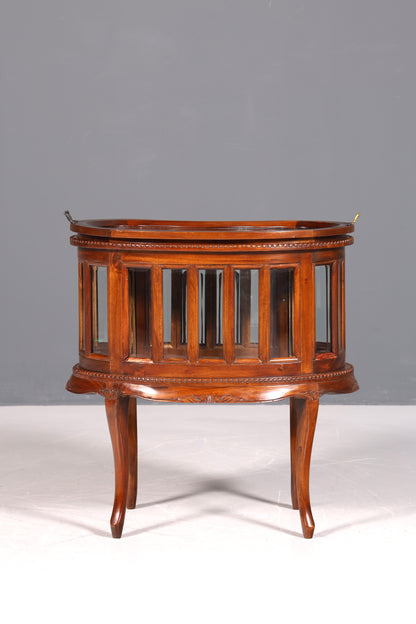 Wunderschöner filigraner Chippendale Barschrank echt Holz Teeschrank im Jugendstil Vitrine
