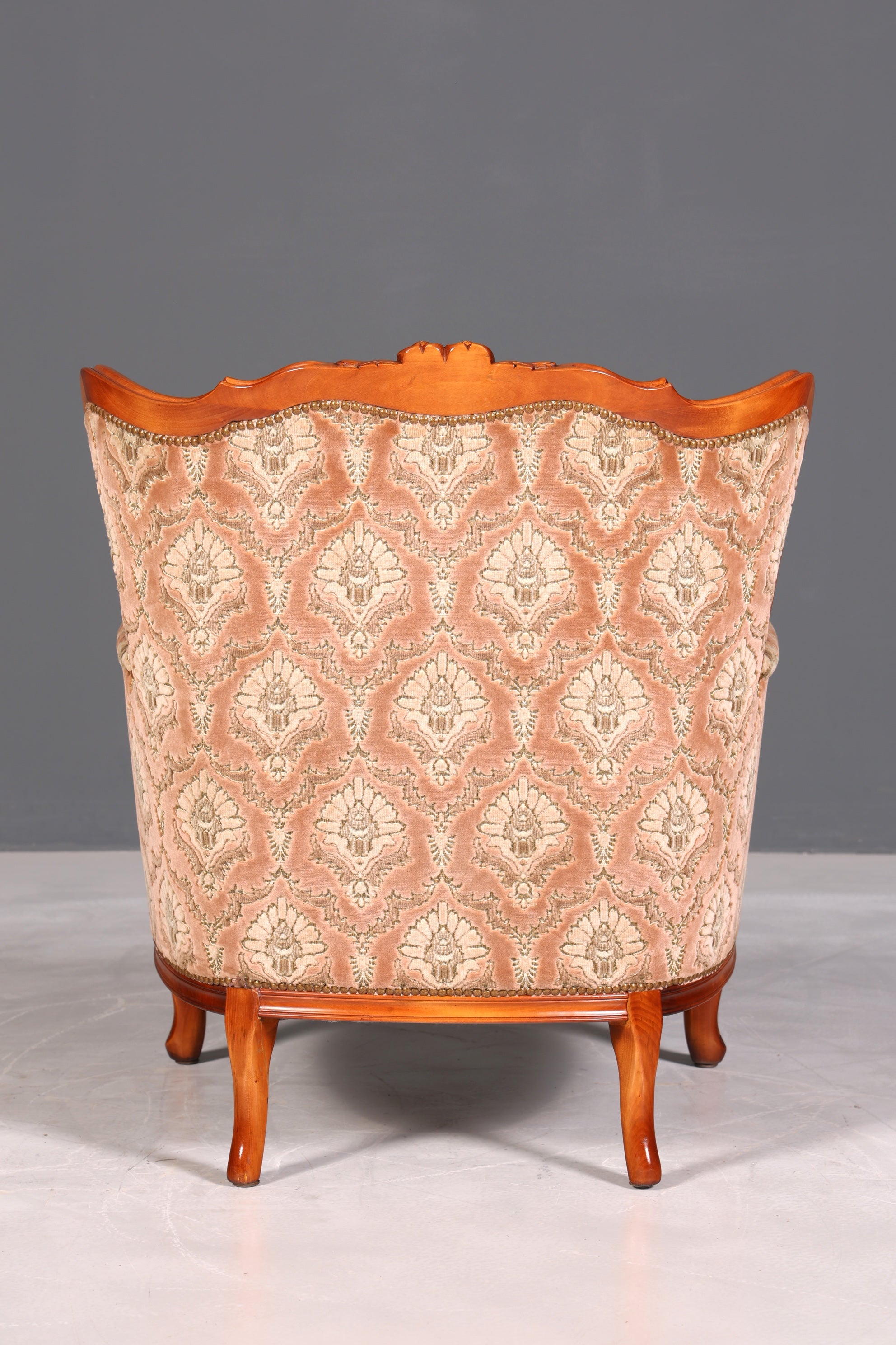 F901 Finish cm Edler Chippendale Armlehnsessel Barock Stil Sessel Armchair Samt Stoff Sessel