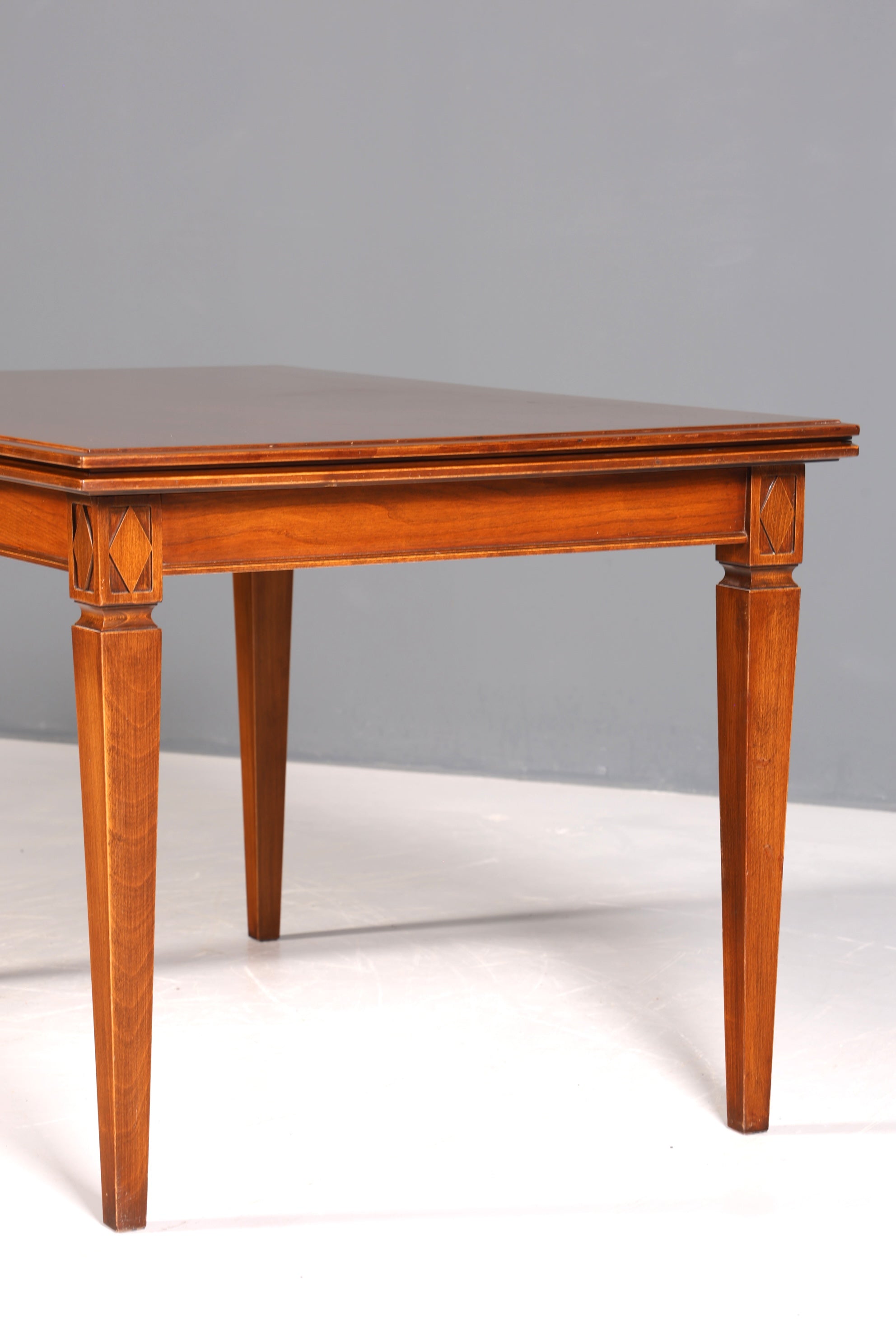 F863 Finish cm SELVA Wunderschöner Englischer Tisch ausziehbarer Esstisch Antik Stil 60s Küchentisch Eibe