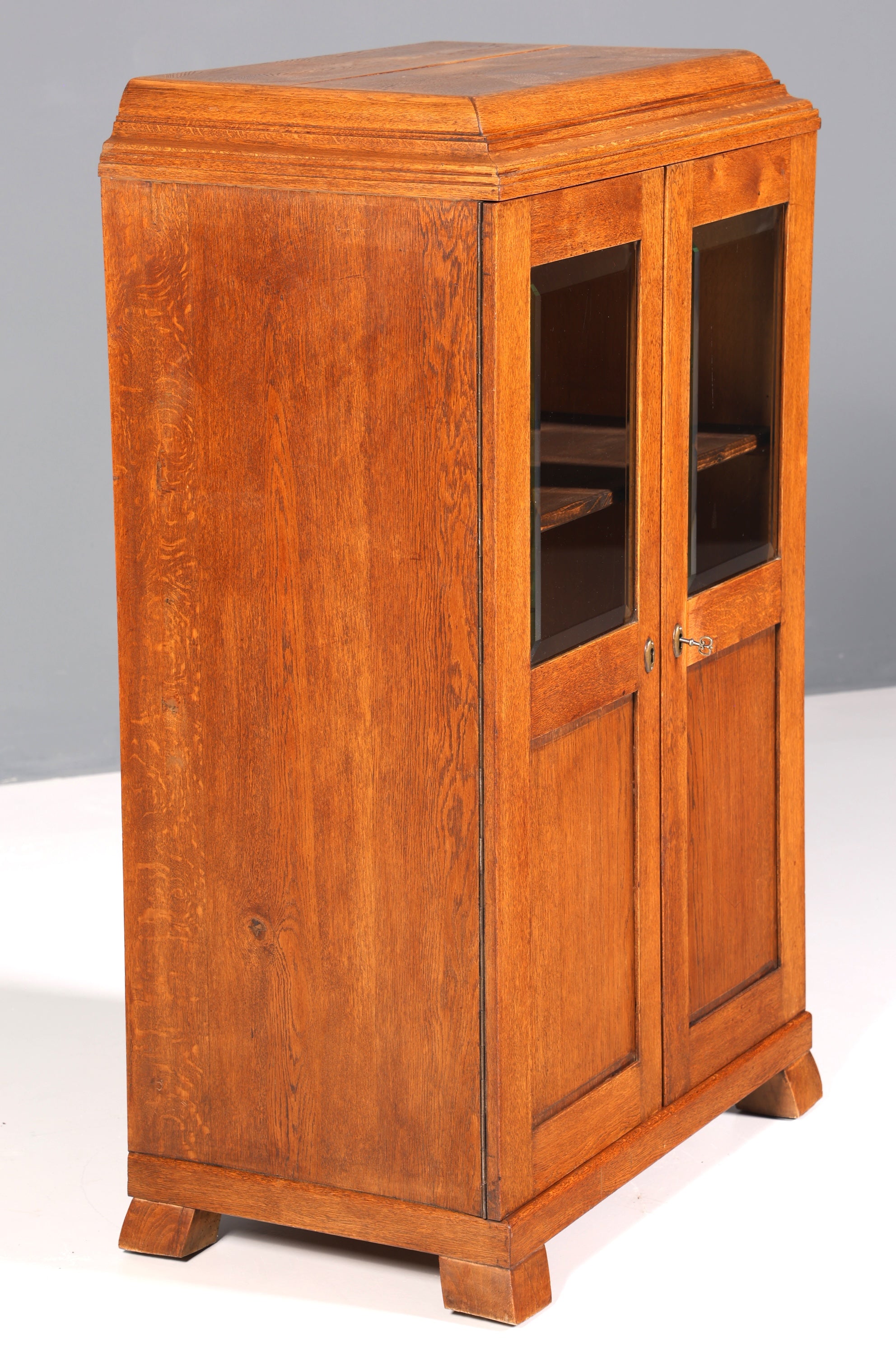Traumhafte Jugendstil Vitrine Antike Holz Bücherschrank Eiche Antik Schrank Geschirrschrank