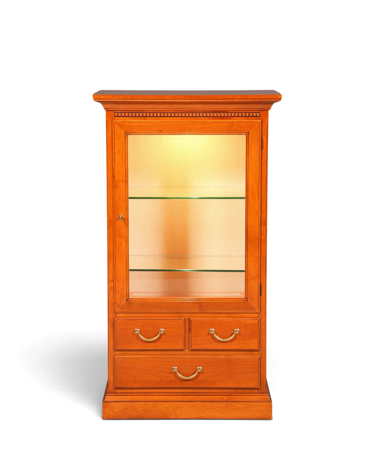 Hauptstadt Möblerei Selva Style International Vitrine aus Kirschholz im Antik-Stil mit Glasfront und Messinggriffen
