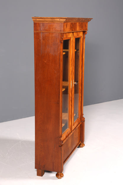 F860 Finish cm Edler Gründerzeit Vitrine um 1880 Schrank Antik Jugendstil Nussbaum Bücherregal