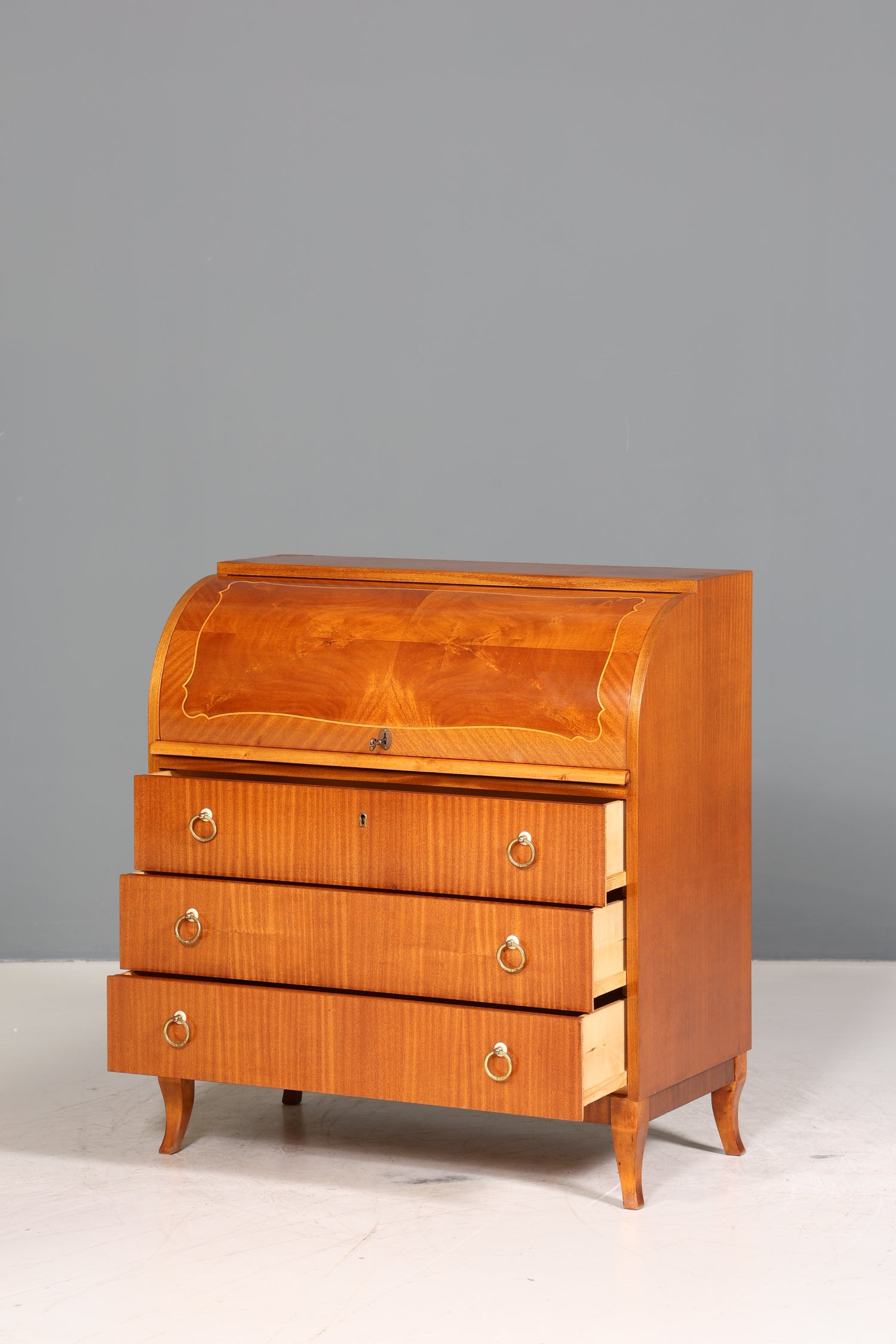 Traumhafter Mid Century Rollladen Sekretär echt Holz Büro Schrank Retro Schreibkommode