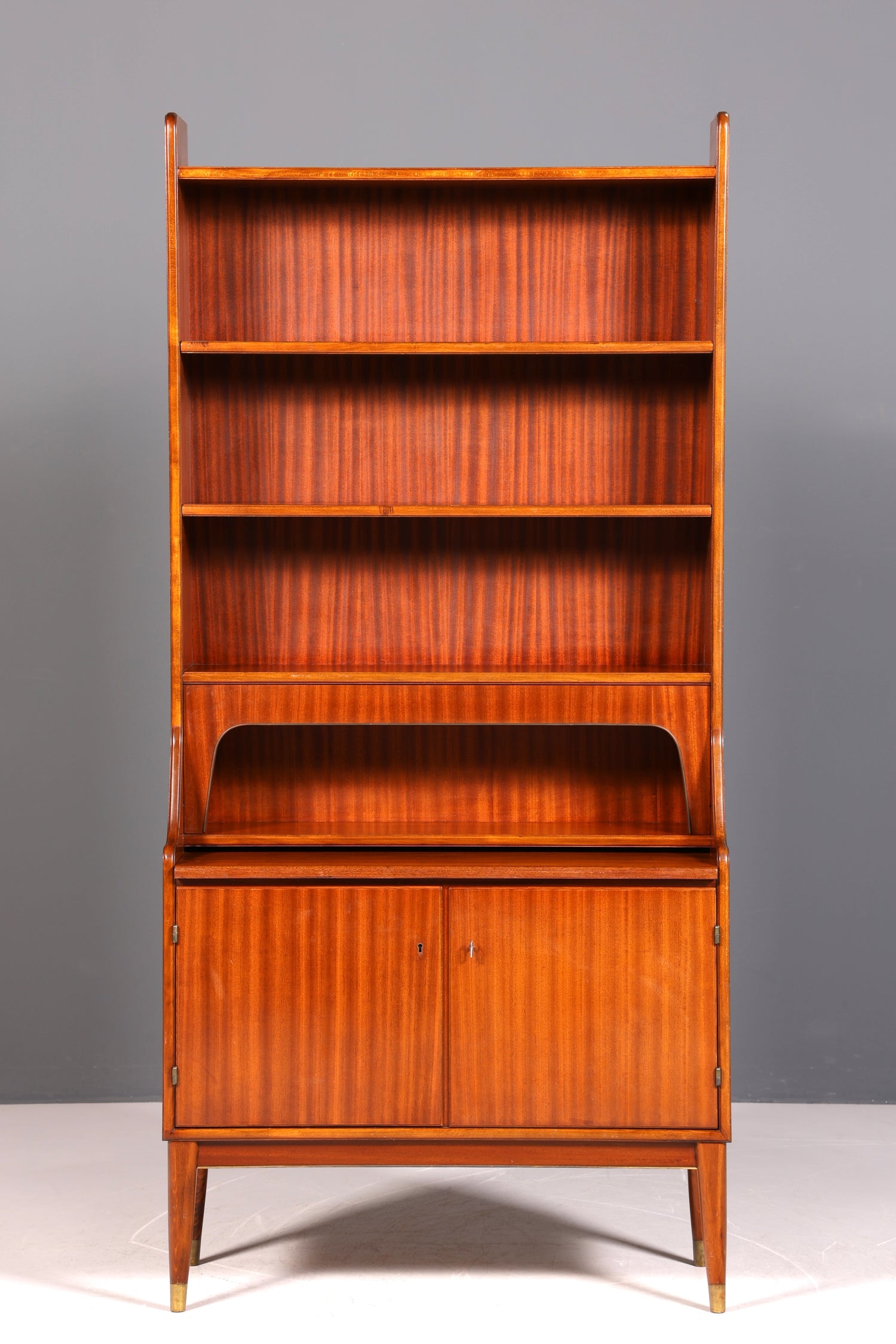 Wunderschöner Mid Century Schrank Bücherregal Vintage Sekretär Highboard Holz Regal