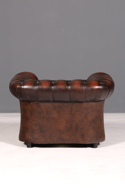 Elegant Original Centurion Chesterfield Armchair from England, English Wingback Armchair, Gentleman’s Armchair, Leather Armchair