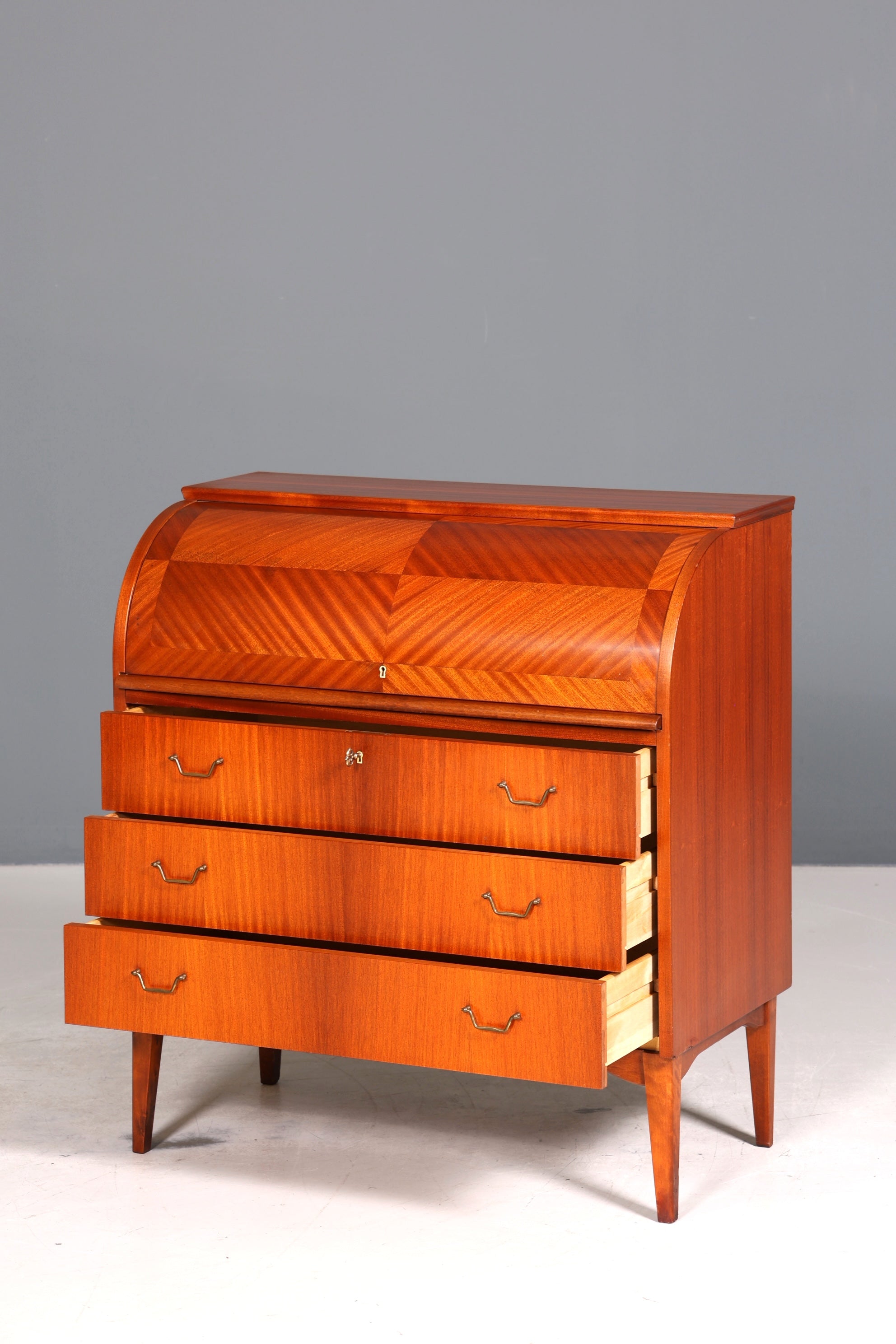 Wunderschöner Mid Century Rollladen Sekretär echt Holz Büro Schrank Vintage Schreibkommode