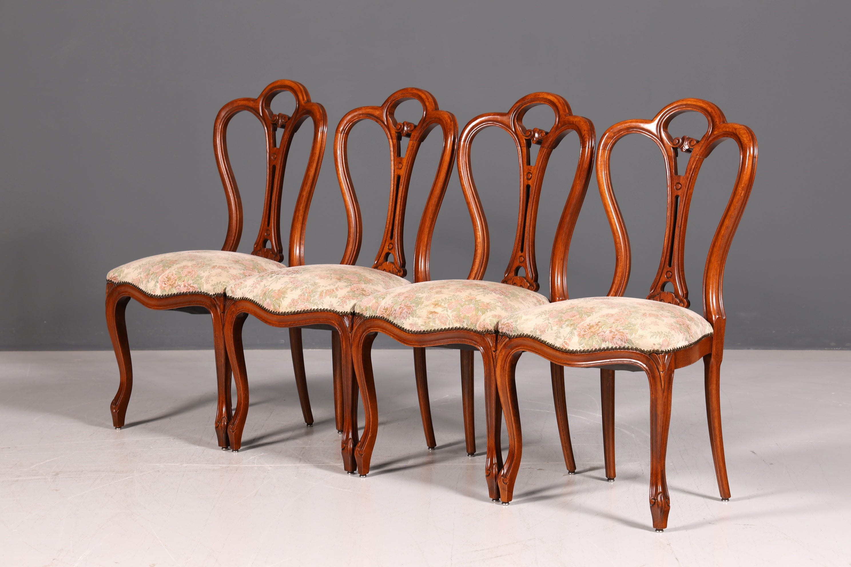 4x Traumhafte Louis Philippe Stühle um 1880 Chippendale Stuhl Set Antik Sekretär Stühle