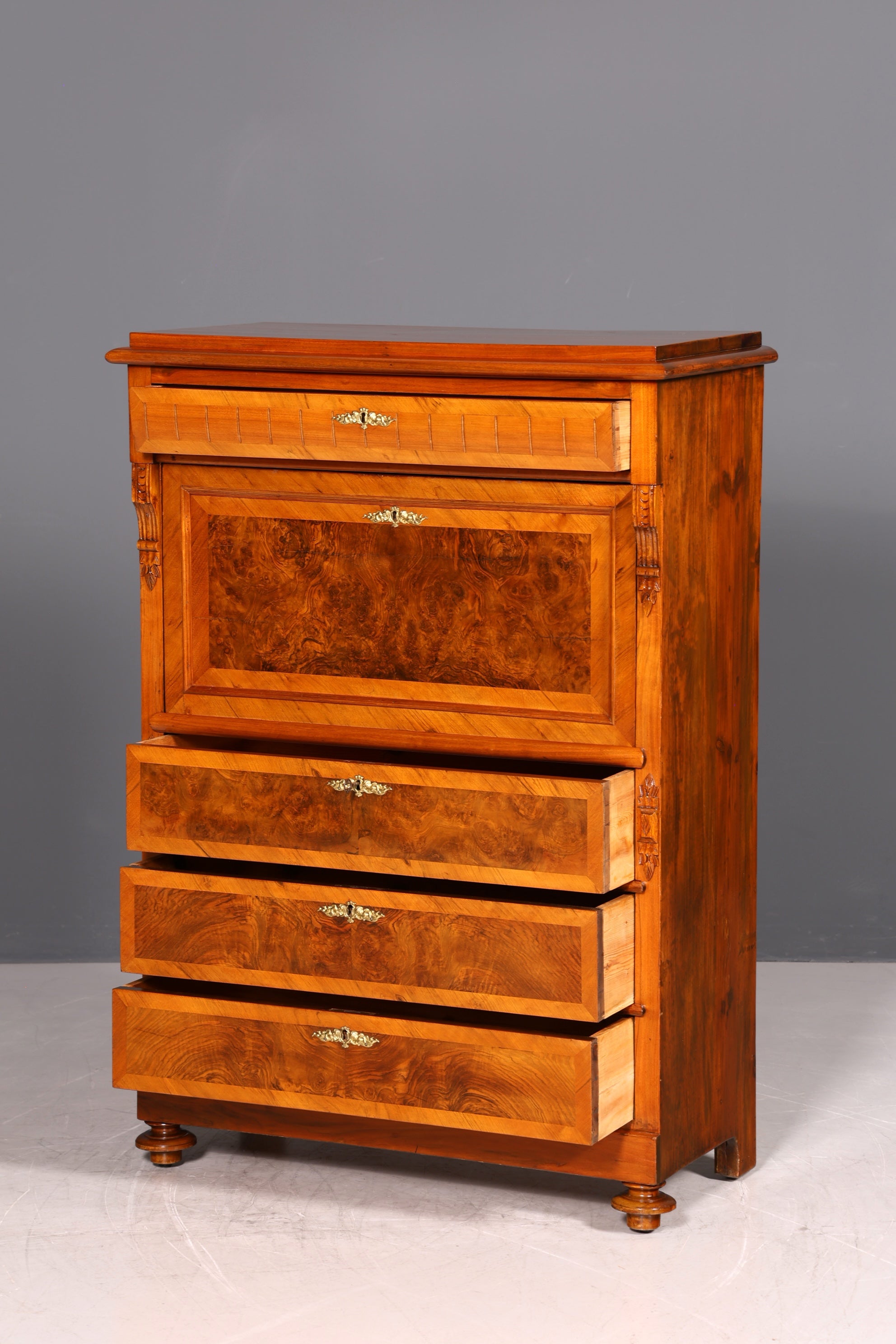 G442 Finish Wunderschöner Gründerzeit Sekretär Kommode Jugendstil Schubladenkommode Antik Vertiko (Kopie)