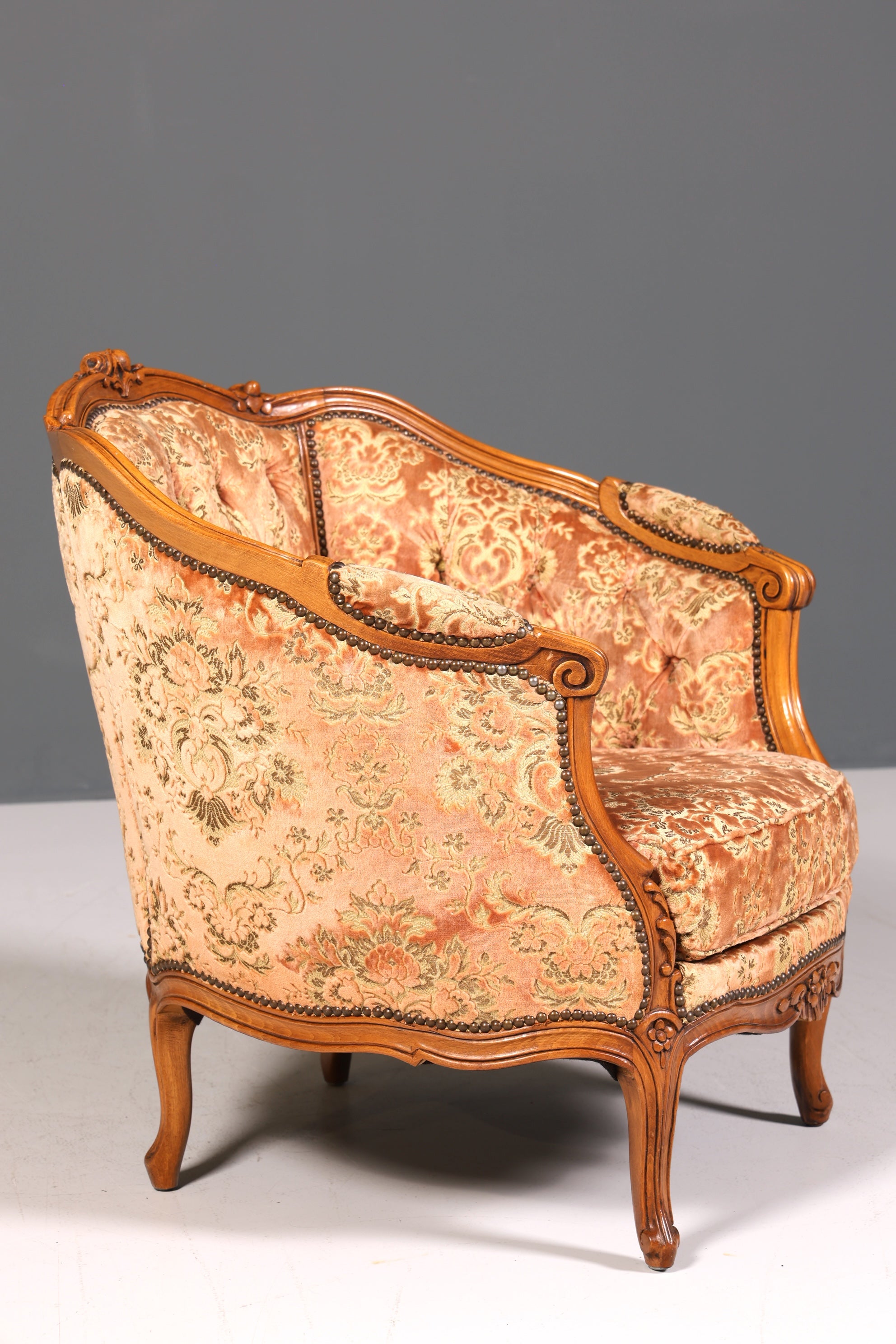 Wunderschöner Chippendale Armlehnsessel Barock Stil Sessel Armchair Samt Stoff Rococo Stil Sessel 2 von 2