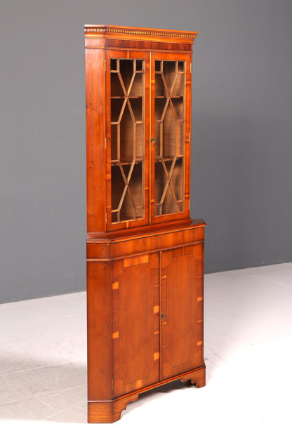 Wunderschöne Englische Eckvitrine 60s Echt Holz Schrank Eckschrank Glasvitrine Vitrine Vintage