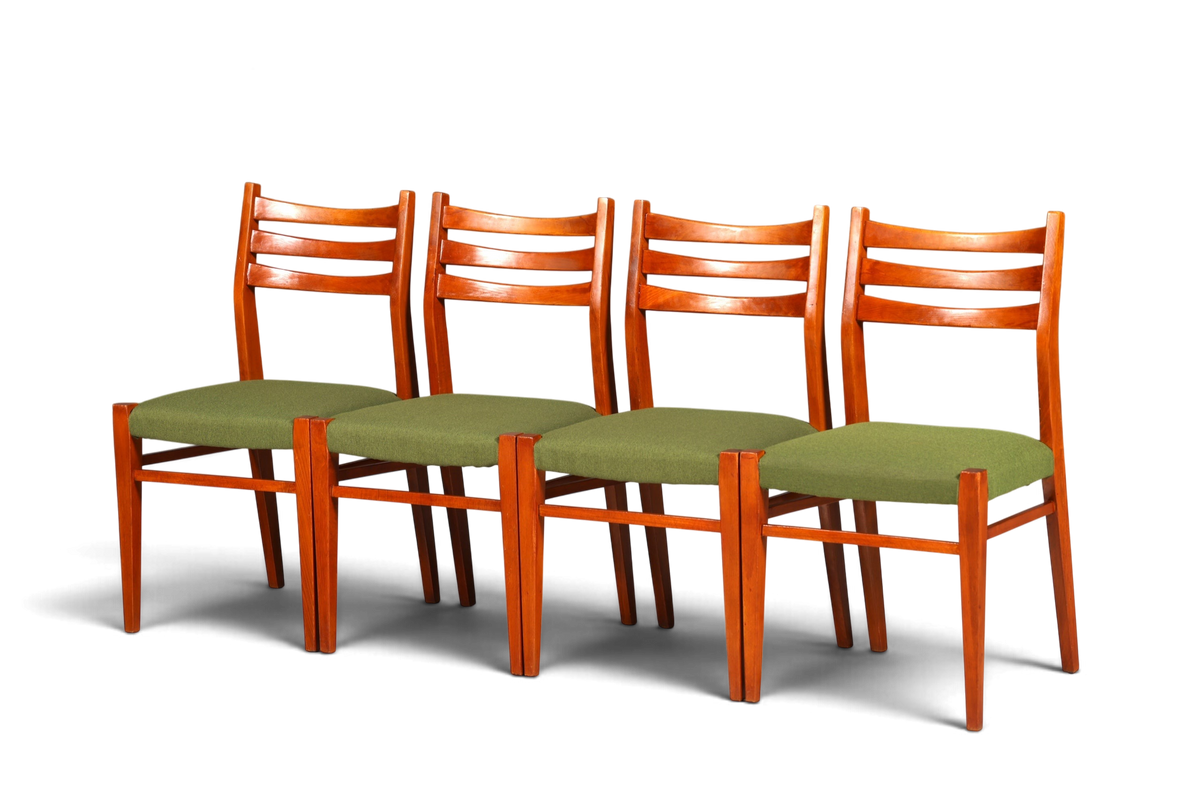 4x Mid Century Teak Holz Stühle Made in Denmark Retro Stuhlset Danish Design Vintage Küchenstühle