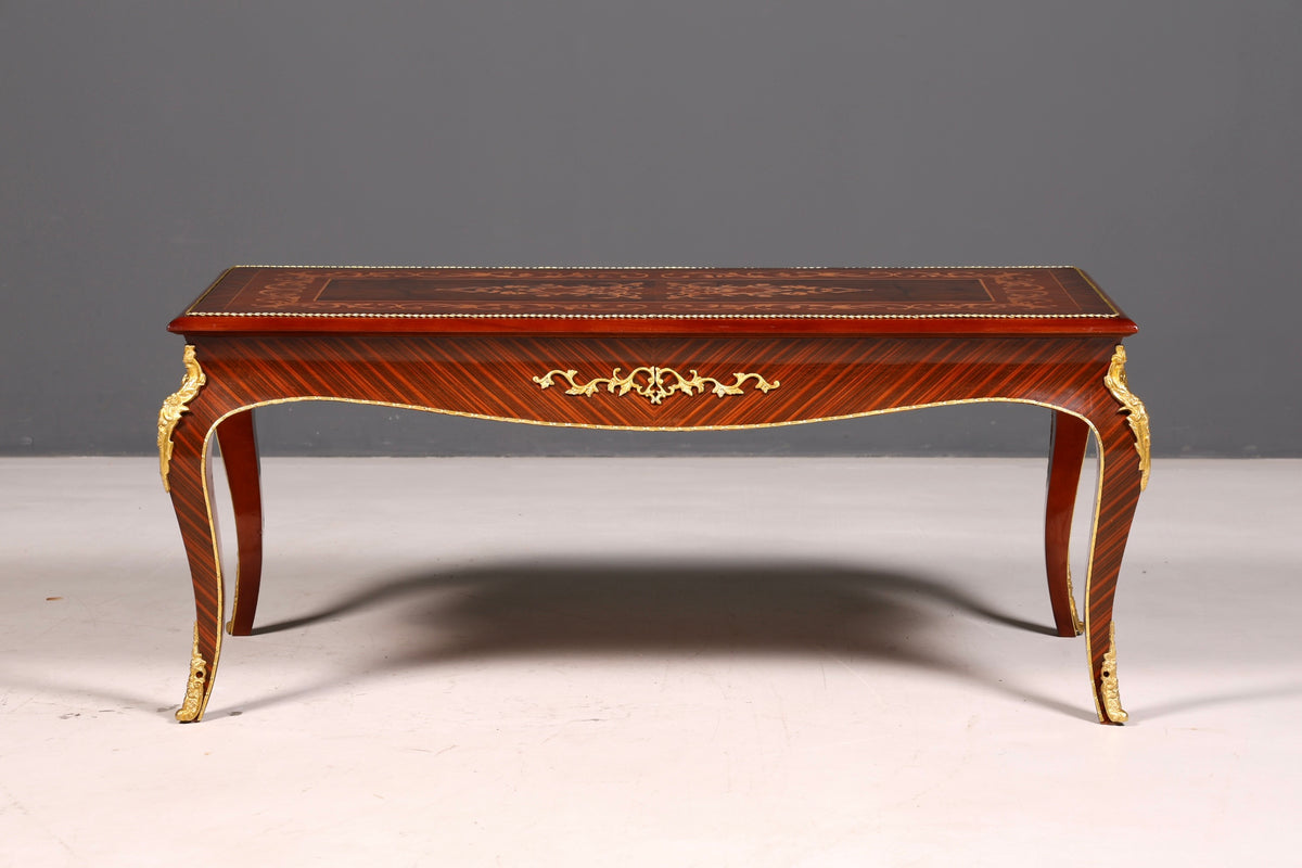 Traumhafter Barock Stil Couchtisch Intarsien Antik Messing Wohnzimmer Tisch Ablage