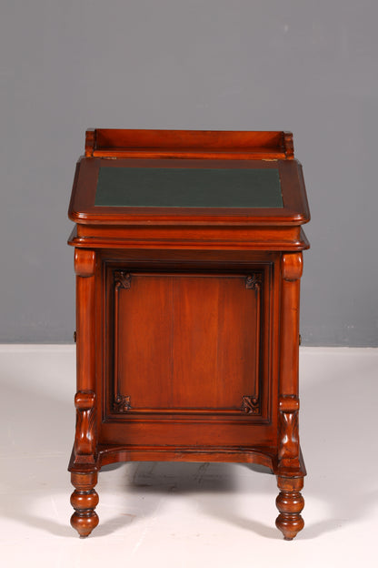 Beautiful English Davenport Writing Desk Secretary with Leather Inlay, Antique Vintage Chest of Drawers