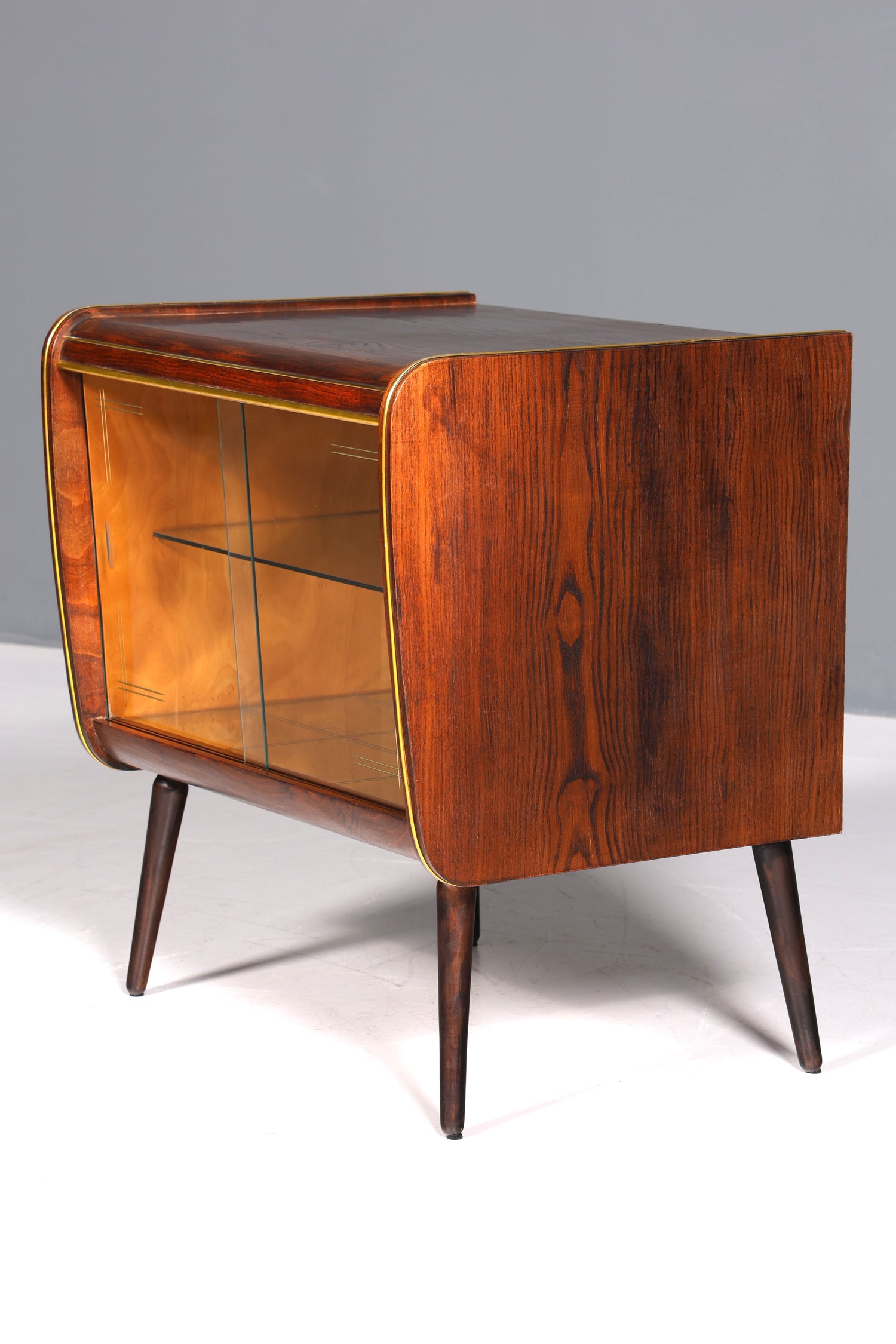 Wunderschöne Mid Century Vitrine Retro Bar Schrank Vintage Schiebetür 60s