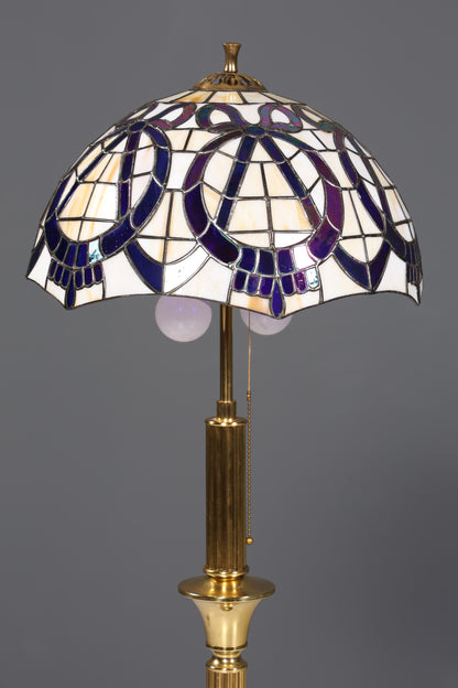 Traumhafte Antike Tiffany Lampe Glaslampenschirm Messingfuß Stehlampe Leselampe