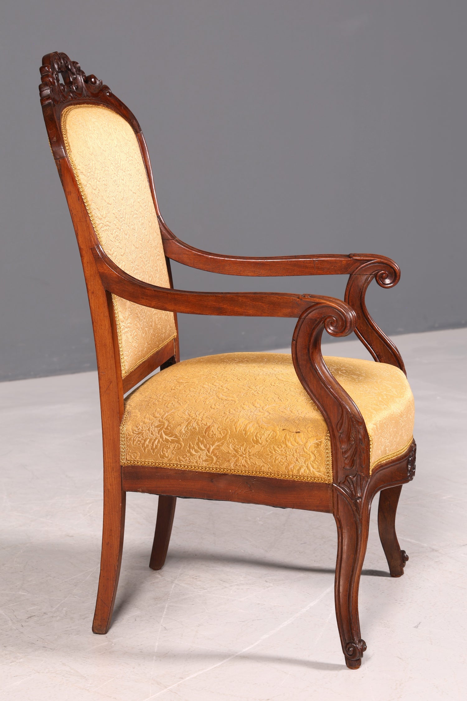 G047 Finish Edler Chippendale Armlehnsessel Barock Stil Sessel Armchair Samt Stoff Sessel