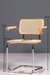 Korbgeflecht Freischwinger Armlehnstuhl "Milano" Made in Italy Beige Wippstuhl Sekretär Stuhl Esszimmer Stuhl