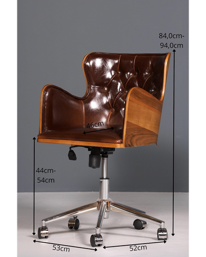 Chesterfield Büro Armlehnstuhl "Leon-Office" Nussbaum braun