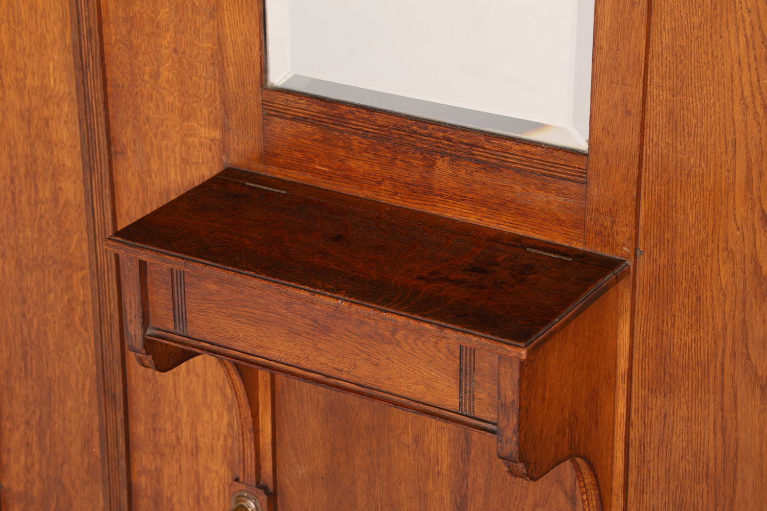 Traumhafte Jugendstil Flur Garderobe Kleiderwand Antik Gründerzeit Spiegel Facettenschliff Massivholz