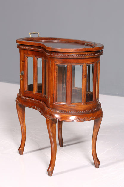 Wunderschöner filigraner Chippendale Barschrank echt Holz Teeschrank im Jugendstil Vitrine