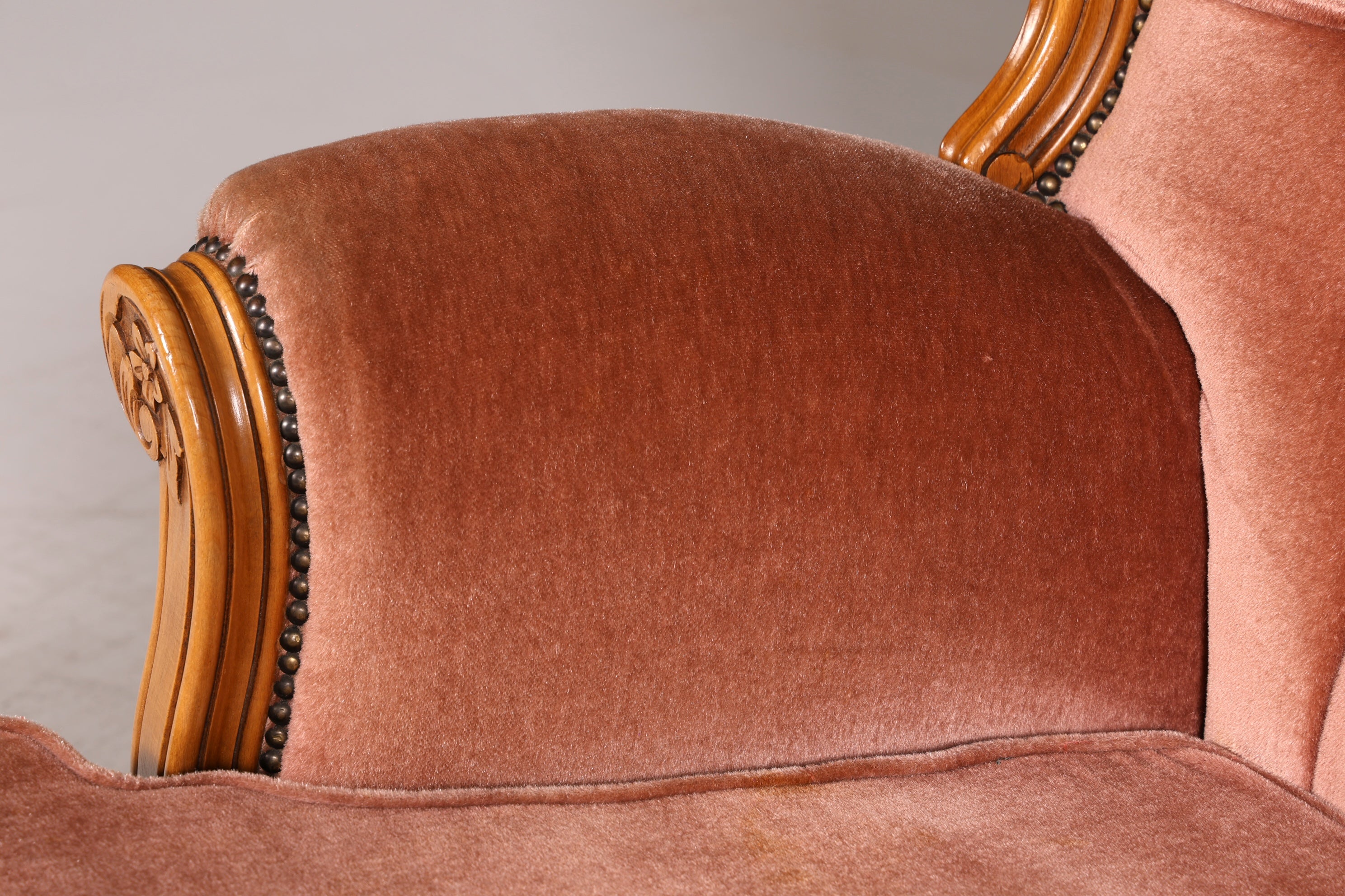 Noble Chippendale Armchair Baroque Style Velvet Fabric Armchair Rococo Antique 2 of 4