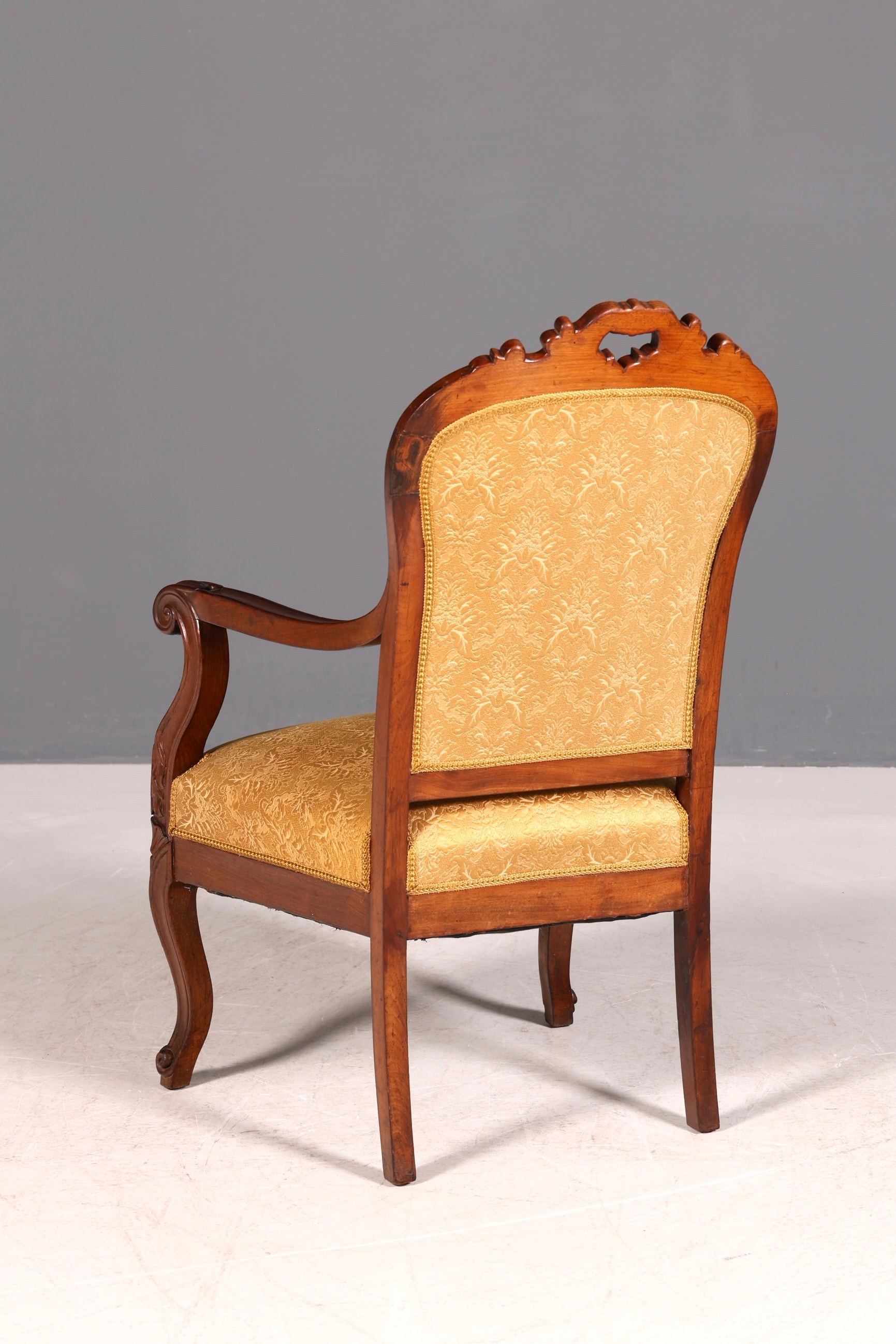 G040 Finish Edler Chippendale Armlehnsessel Barock Stil Sessel Armchair Samt Stoff Sessel