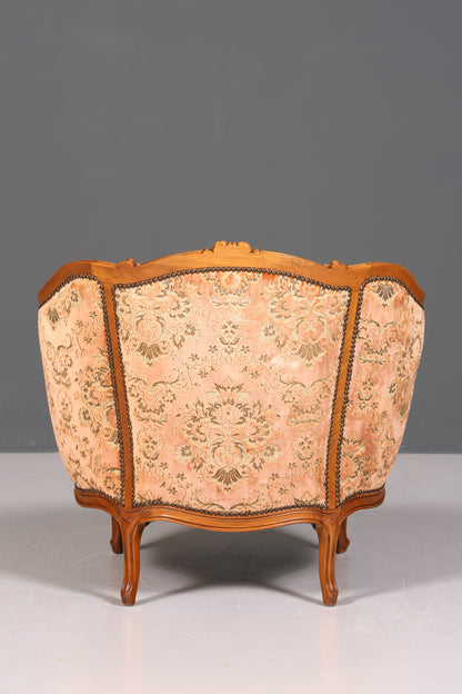Wunderschöner Chippendale Armlehnsessel Barock Stil Sessel Armchair Samt Stoff Rococo Stil Sessel 2 von 2