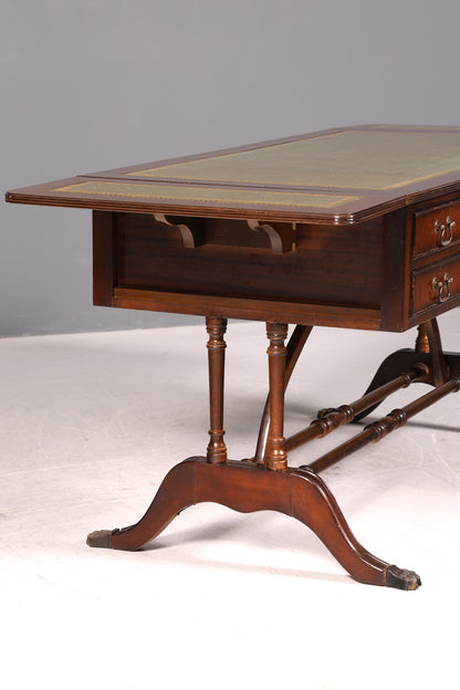 Wunderschöner Englischer Schreibtisch Regency Klappschreibtisch Echt Lederauflage Mahagoni 60s Bürotisch