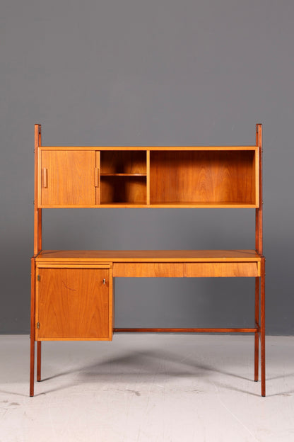 Wunderschöner Mid Century Schreibtisch mit Regalaufsatz Teak Danish Design Bürotisch Vintage 60s