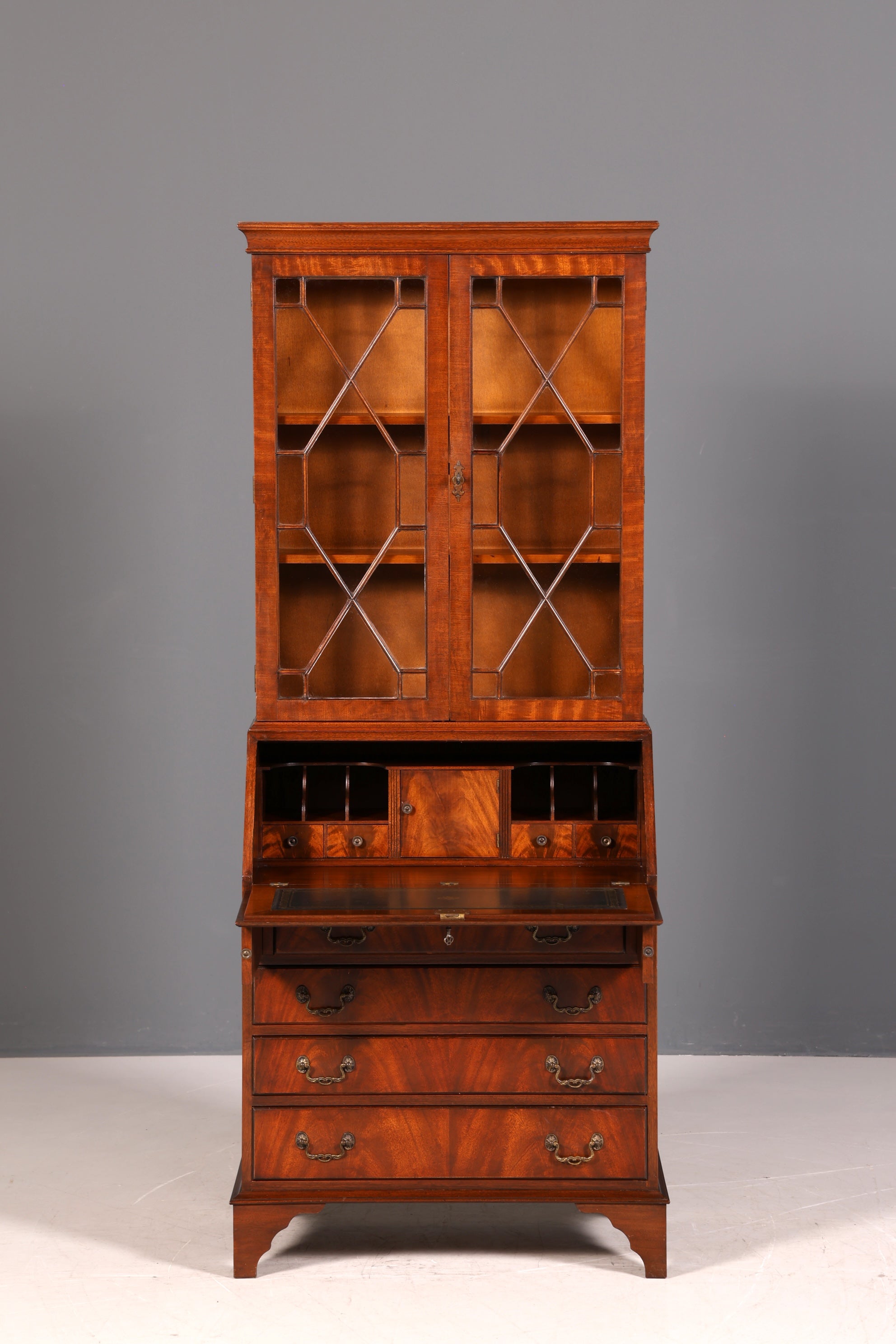 G394 Finish cm Wunderschöner Englischer Sekretär Büro Aufsatzsekretär Antik 60S Vitrinen Schrank UK (Kopie)