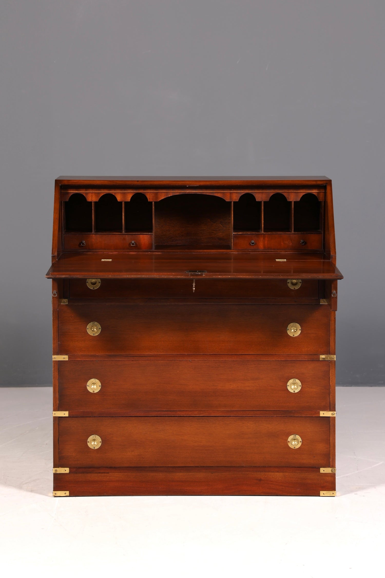 Wunderschöner Maritimer Sekretär Englisch Schreibkommode echt Holz Englischer echt Lederauflage Schreibtisch