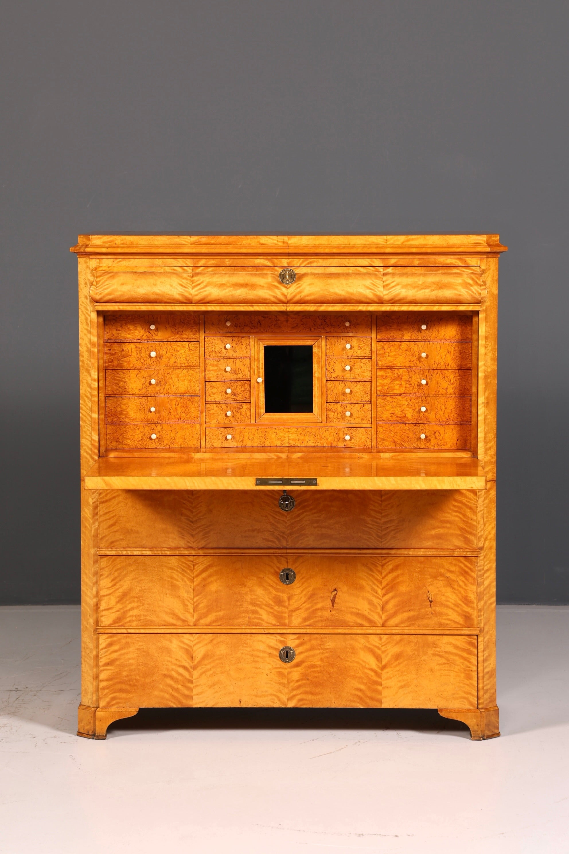 Beeindruckender Biedermeier Sekretär Vertiko Antik Kommode Office Schreibkommode Highboard