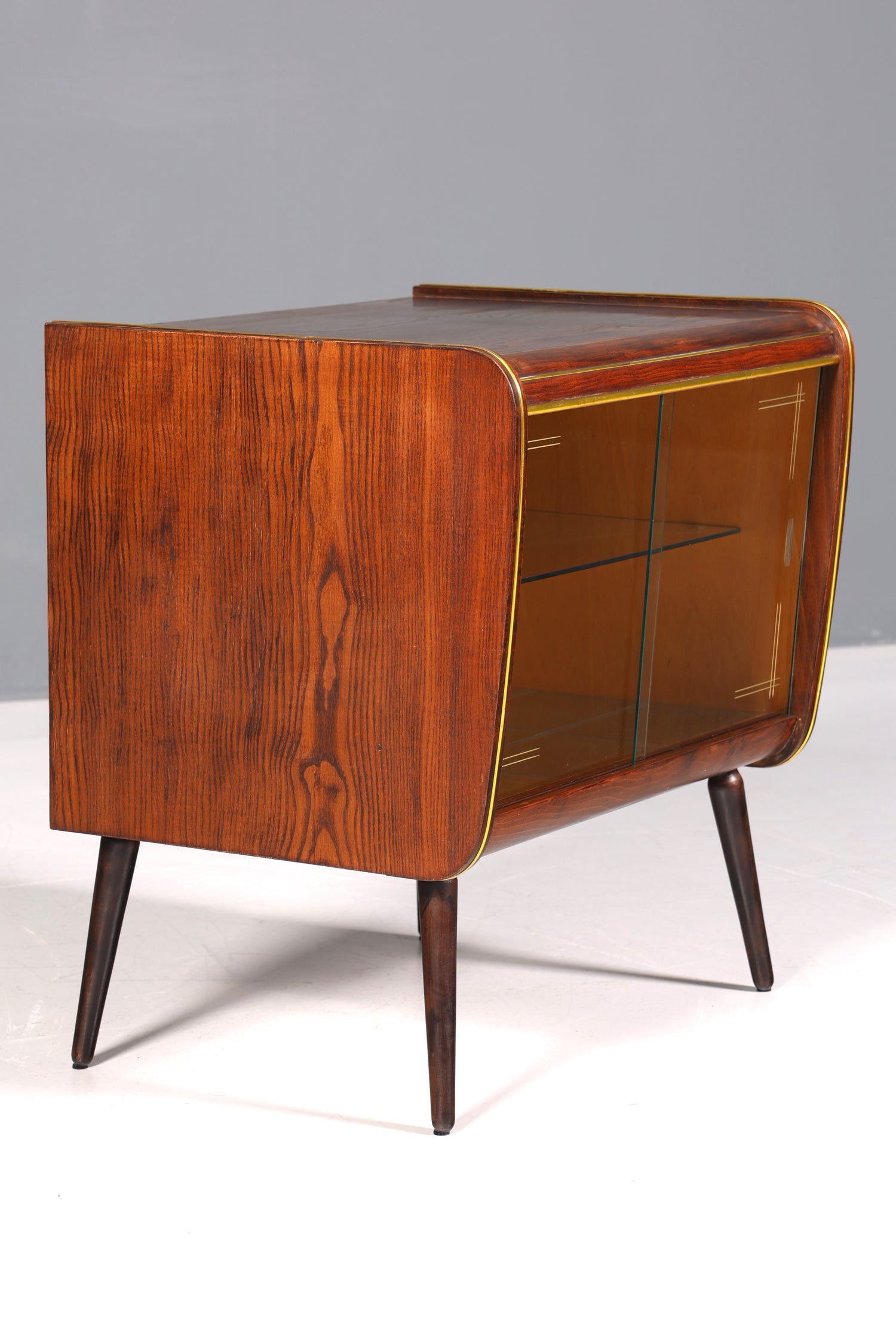 Wunderschöne Mid Century Vitrine Retro Bar Schrank Vintage Schiebetür 60s