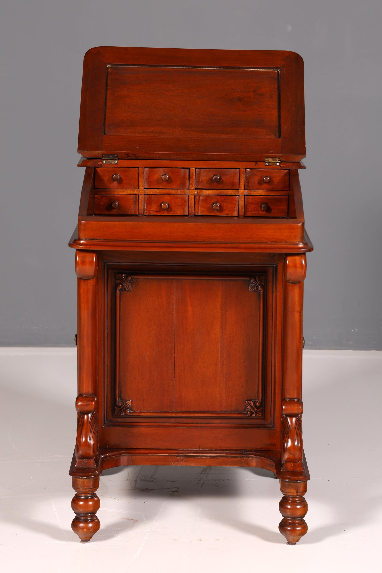 Beautiful English Davenport Writing Desk Secretary with Leather Inlay, Antique Vintage Chest of Drawers