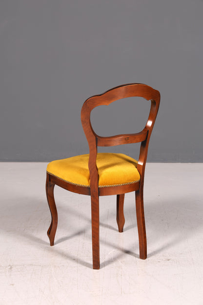 Edler Louis Philippe Stuhl um 1880 Antik Biedermeier Nussbaum Esszimmerstuhl Polsterstuhl Sekretärstuhl Vintage