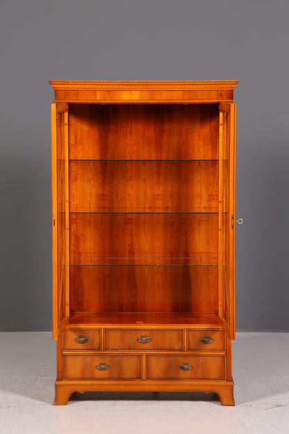 Wunderschöne Original Heldense Vitrine Englische Eibe Bücherschrank Antik Stil Glasvitrine Buffet Bibliothek