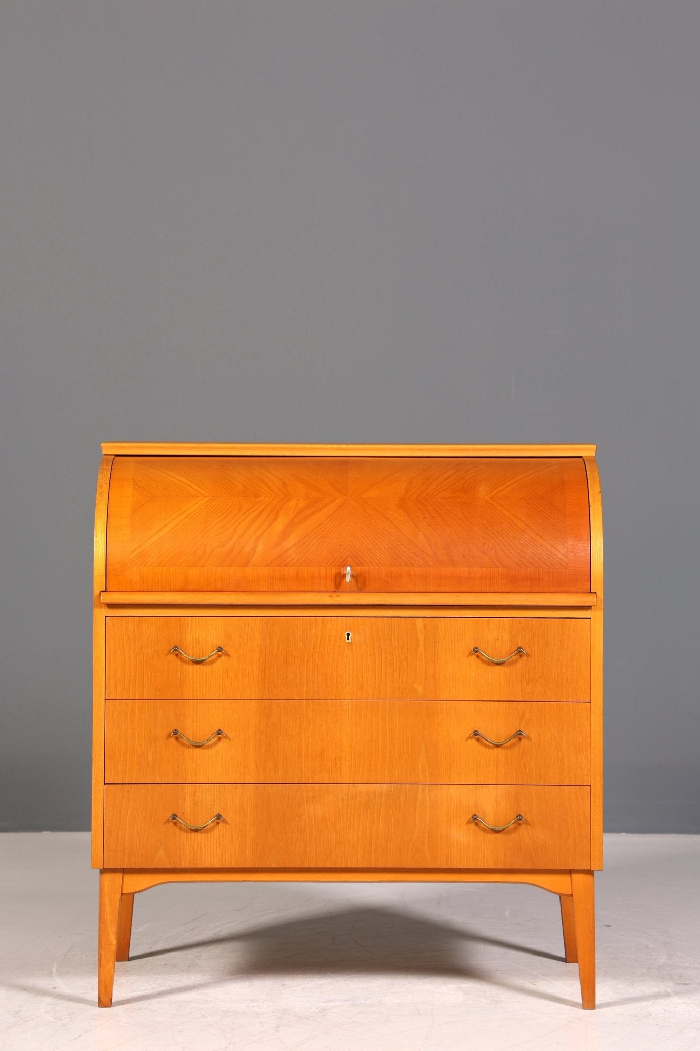 Wunderschöner Mid Century Rollladen Sekretär echt Holz Büro Schrank Vintage Schreibkommode