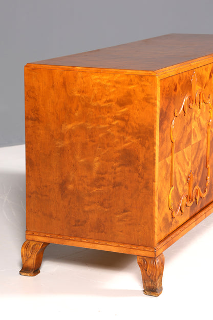 F833 Finish Wunderschönes Original Art Deco Sideboard Antik Schrank Birke TV Kommode um 1930