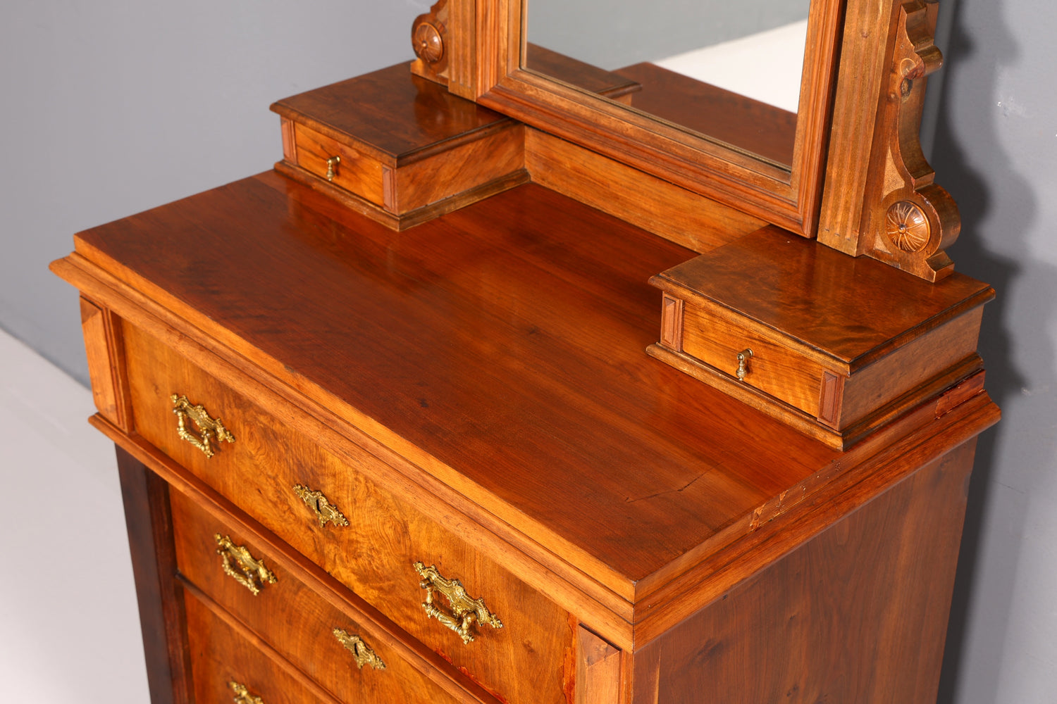 Traumhafte Gründerzeit Kommode mit Spiegelaufsatz Louis Philippe Echt Holz Schrank Antik Flurschrank um 1880 Vintage