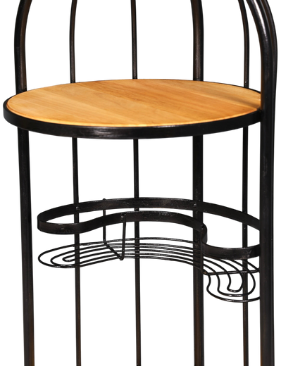 Hauptstadt Möblerei H939 Regal mit schwarzem Metallrahmen und runder Holzablage im industriellen Design