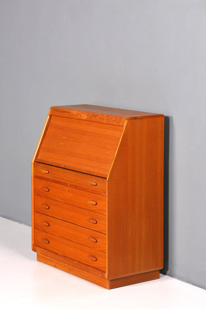 Elegant original Dyrlund secretary desk, mid-century design, teak wood chest of drawers, writing desk