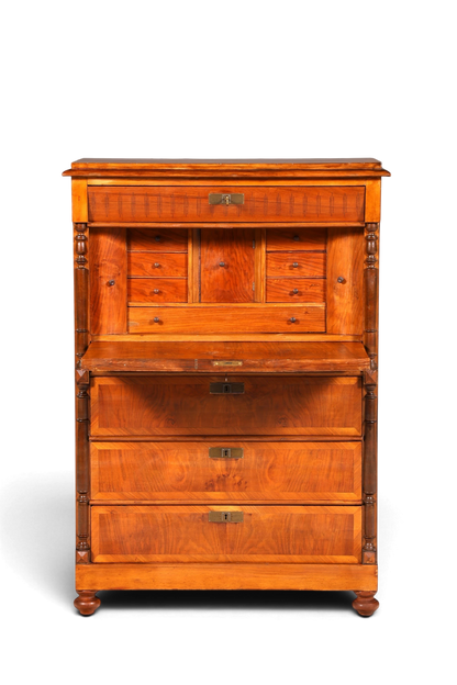 Hauptstadt Möblerei Gründerzeit Sekretär aus massivem Holz im Louis Philippe Stil mit Schubladen und Schreibklappe